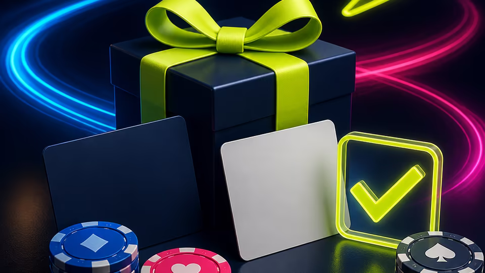 Textloze bonusillustratie met cadeau, slotrollen en controleaccenten